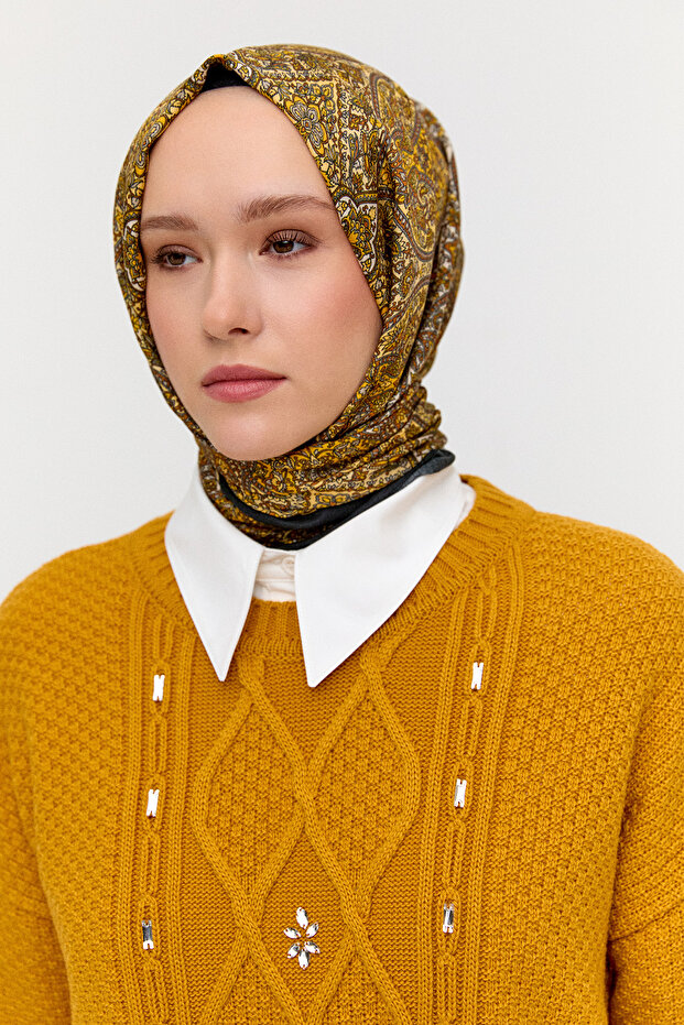 Monokrom Desenli Modal Şal - 2