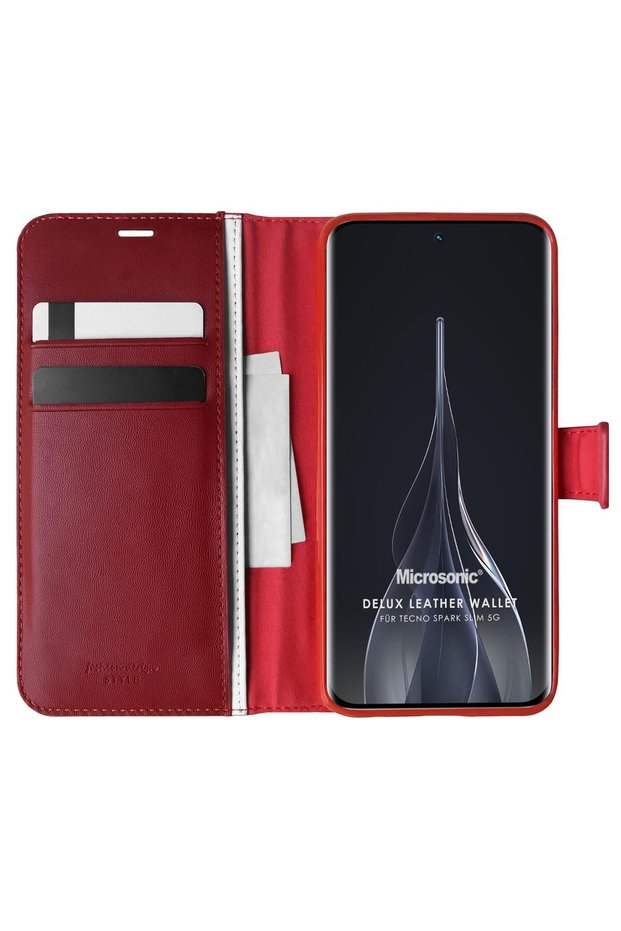 Tecno Spark Slim 5g Case Delux Leather Wallet Red