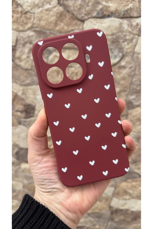 Mi 15t Pro Compatible White Heart Patterned Silicone Shock Absorbing Classic Protective Rubber Case