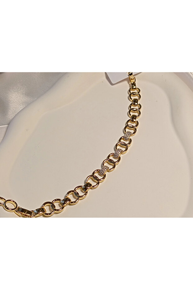Ring Detailed Zircon Stone Vip Bracelet 17-19 cm