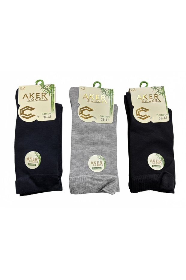 6 Pairs of Bambu Premium Classic Women's Socks (Black-Navy Blue-Grey, 36-41)