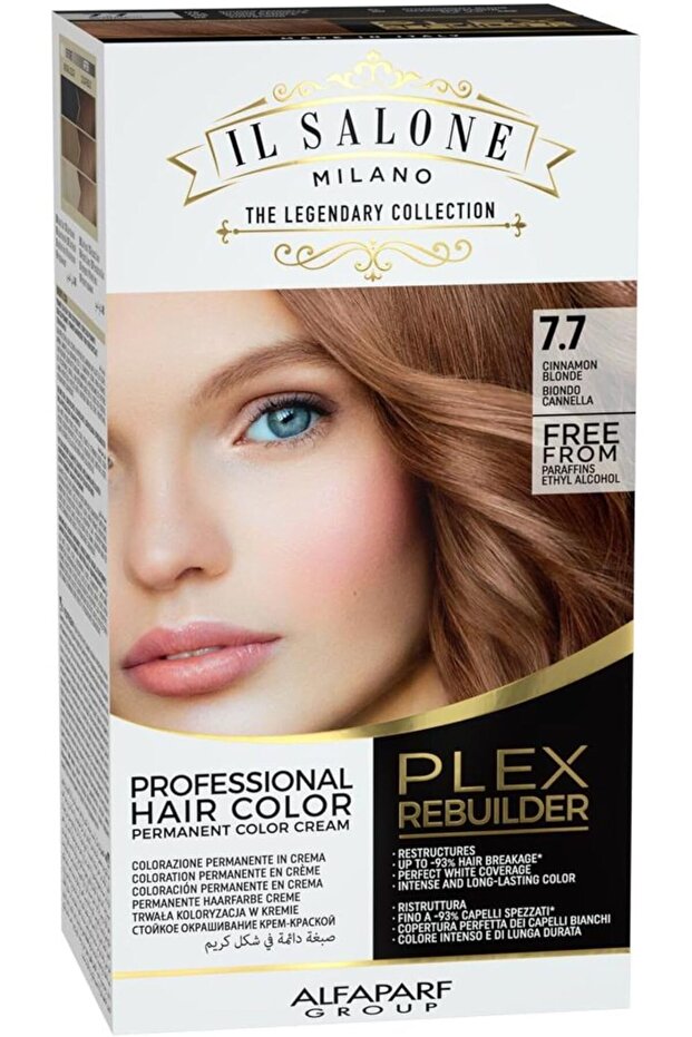 Plex Rebuilder Permanent Hair Color Cream - 7.7 Cinnamon Blonde Hair Dye Kit
