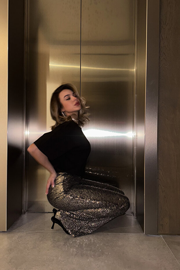 Payetli Pantolon-Antrasit - 3