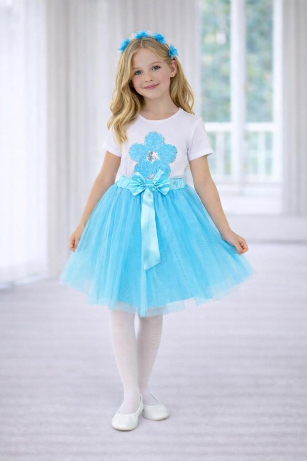 Girl's Tutu Skirt Set Classic Tutu Daisy Lycra Badi Turquoise