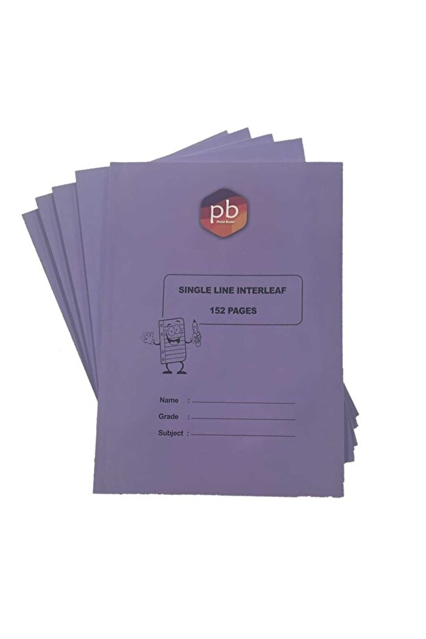 PB A4 NOTEBOOK SET OF 5 SINGLE LINE INTERLEAF 152 PAGES 80 GSM PAPER, 250 GSM COVER GLOSS FINISH