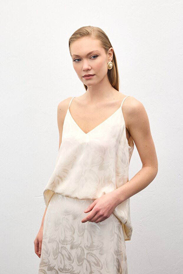 Lior Askılı Bluz - Bej - 4