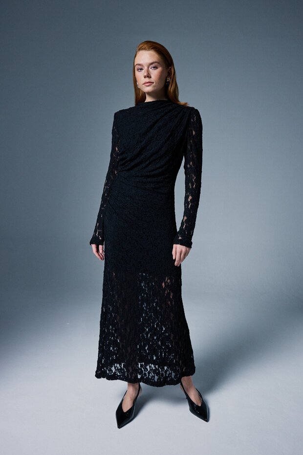 Dantel Elbise - Siyah - 5