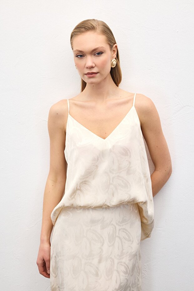 Lior Askılı Bluz - Bej - 3