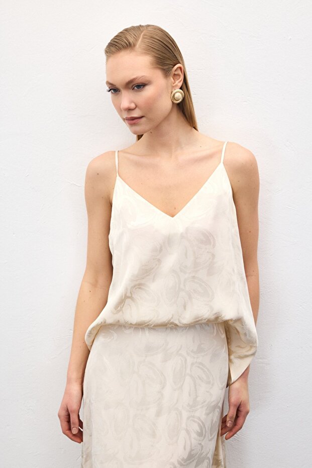 Lior Askılı Bluz - Bej - 6