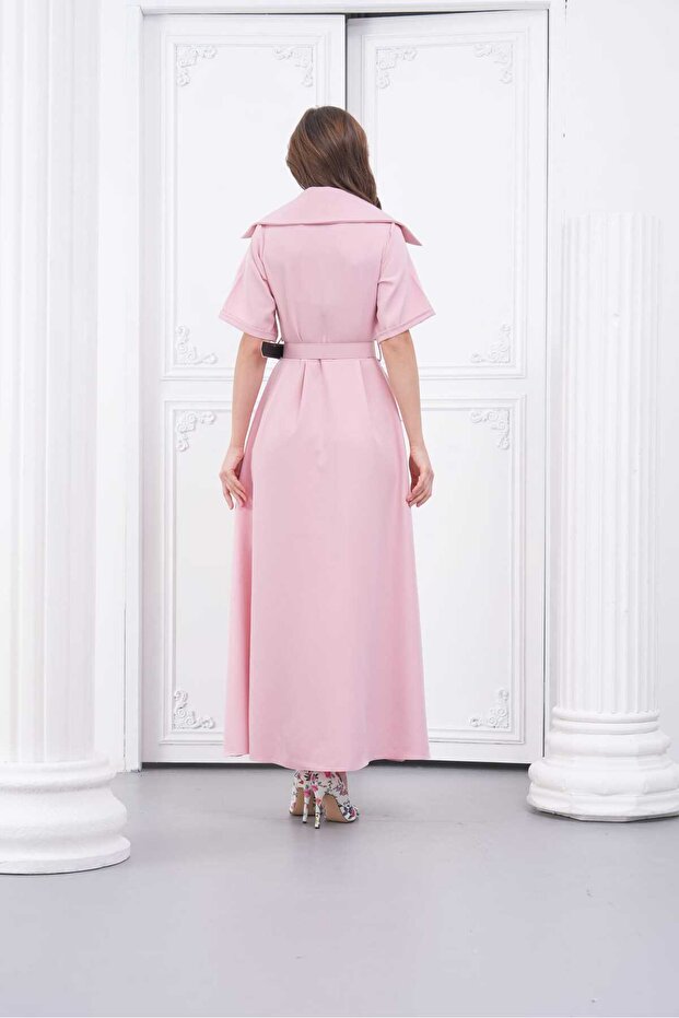 Krep Yakalı Elbise - 5