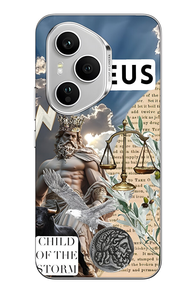 Honor 400 Pro Compatible Zeus Patterned Transparent Phone Case - 1