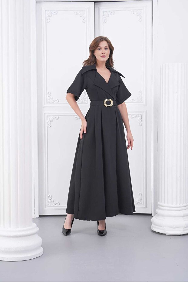 Krep Yakalı Elbise - 5