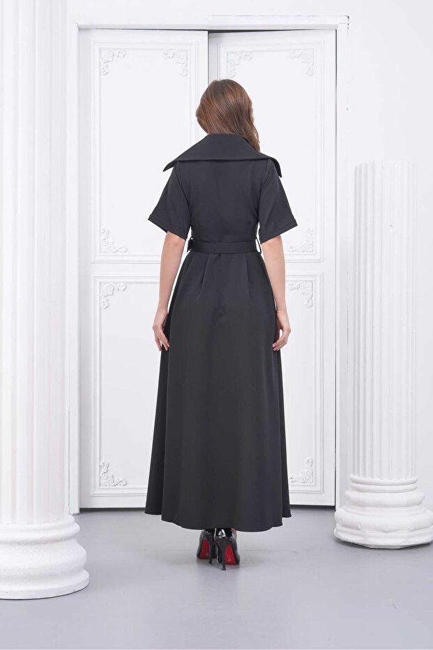 Krep Yakalı Elbise - 8