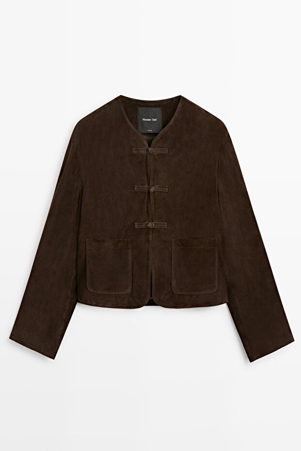 Kısa süet deri ceket - 5