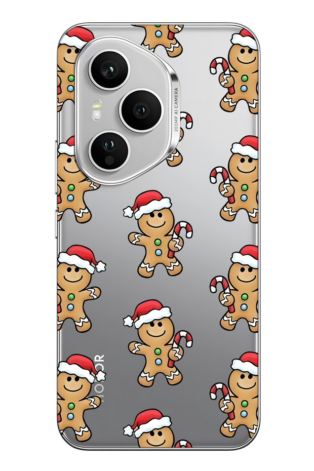 Honor 400 Pro Compatible Gingerbread Pattern Transparent Phone Case - 1