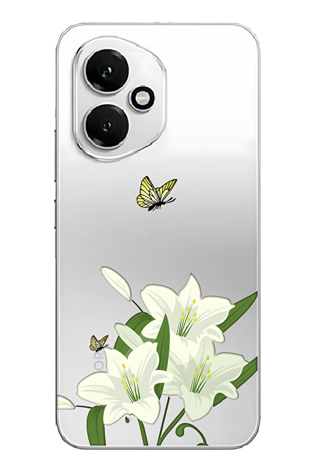 غطاء هاتف شفاف بنمط الزنبق الأبيض متوافق مع هونور 400 - 1