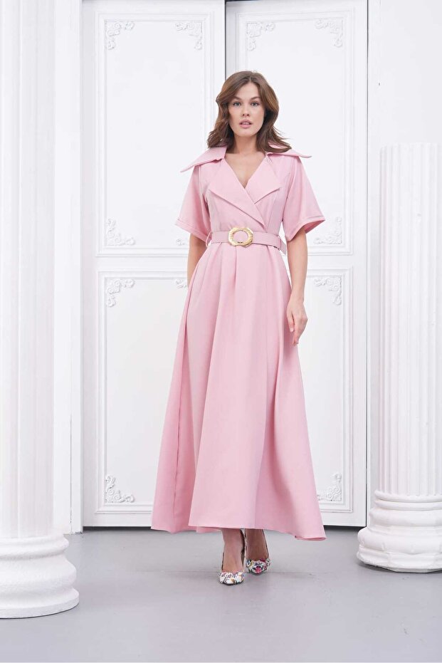 Krep Yakalı Elbise - 3