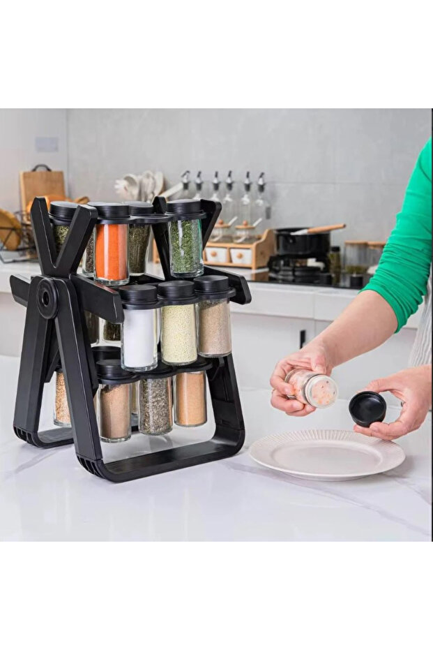 رف توابل دوار للمطبخ 18 برطمان - 2