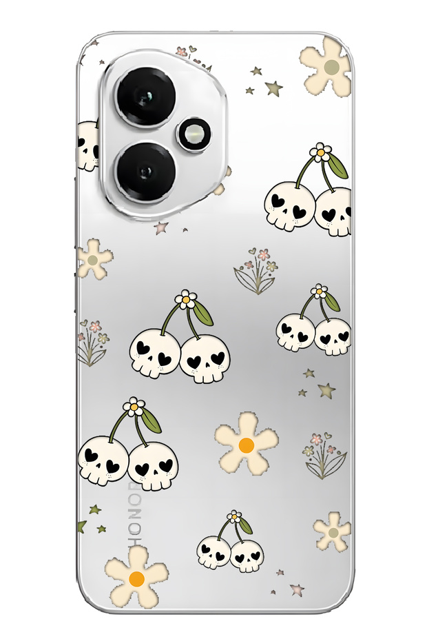 غطاء هاتف شفاف بنمط جمجمة الكرز متوافق مع هونور 400 - 1