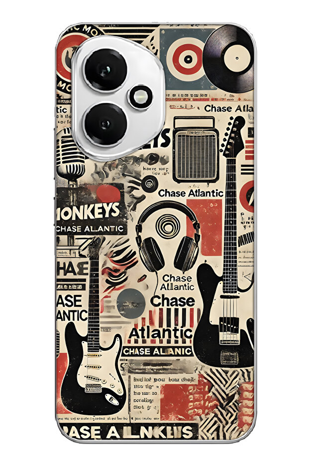 غطاء هاتف شفاف بنمط كولاج موسيقي متوافق مع هونور 400 - 1