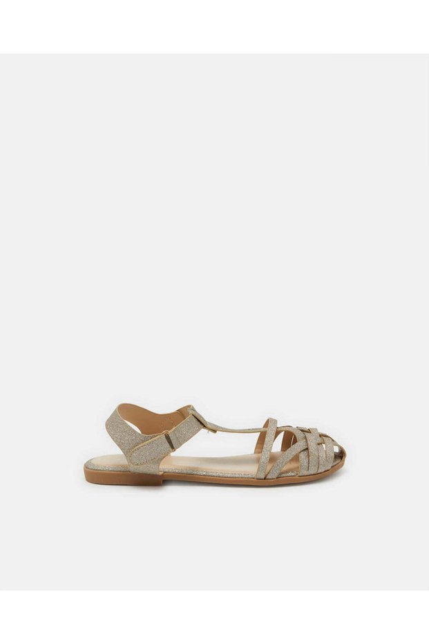 Girls Gold Strappy Fisherman Sandals