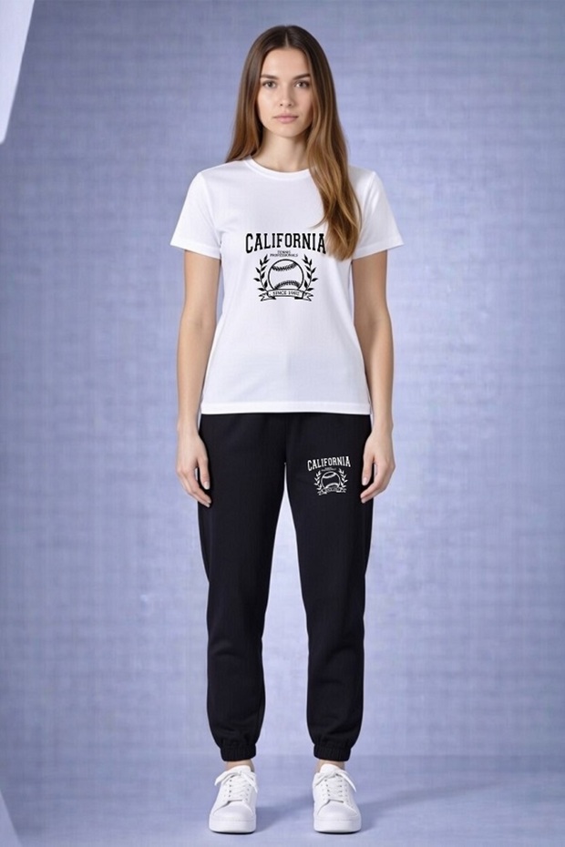 Unisex California Printed Sports Set Oversize T-Shirt Sweatpants Comfortable Casual Combination Sweatpants Set