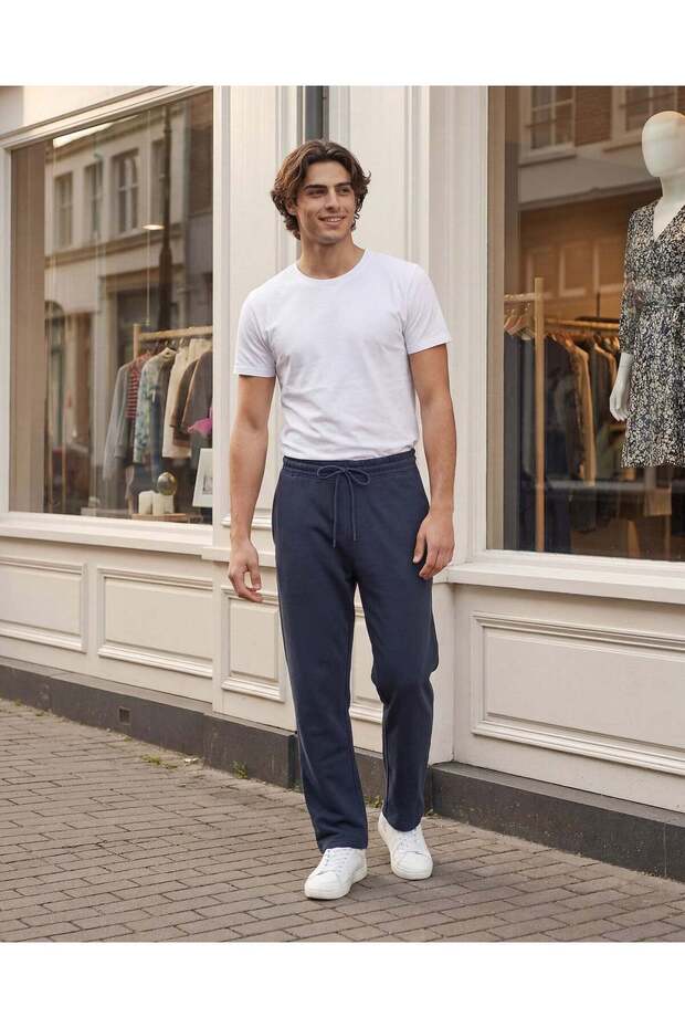 Men Dark Blue Cotton Terry Pyjama Bottom