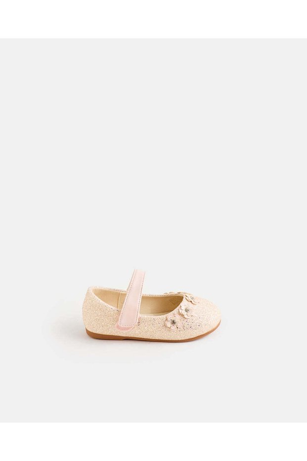 Infant Girls Pink Floral Glitter Ballerina