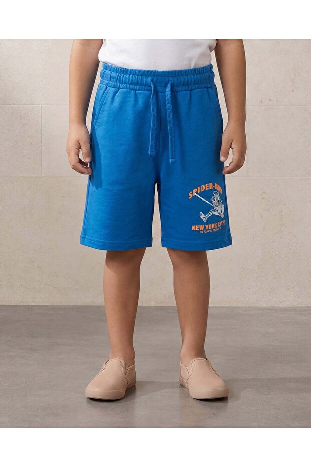 Boys Blue Printed Shorts