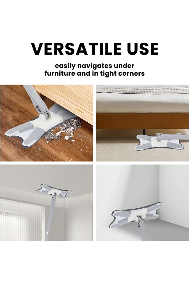 Flat Mop Type X - with Automatic Wringing, Microfiber - Adjustable Tail 140cm, Rotating Head - 7