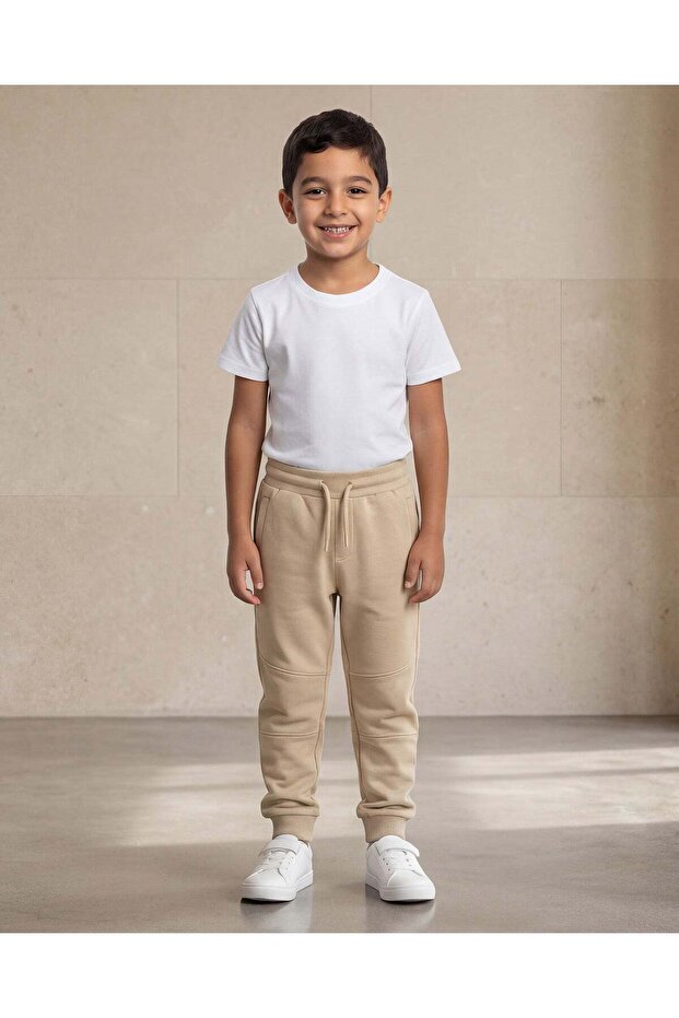 Boys Beige Solid Active Pants - 4