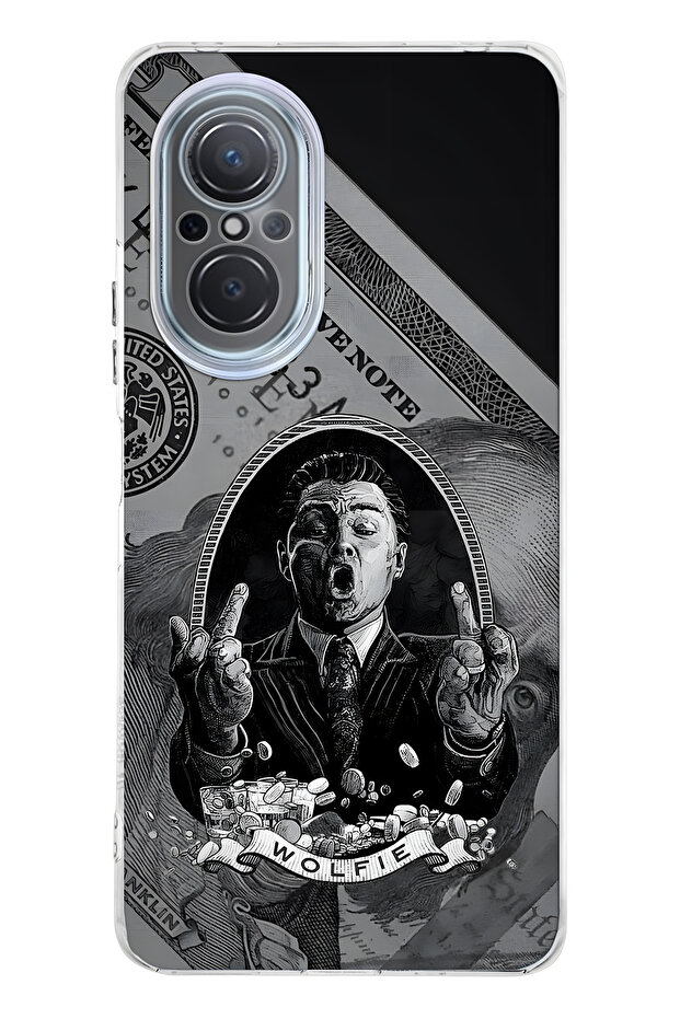 Huawei Nova 9 Se Compatible Wolfie Patterned Transparent Phone Case - 1