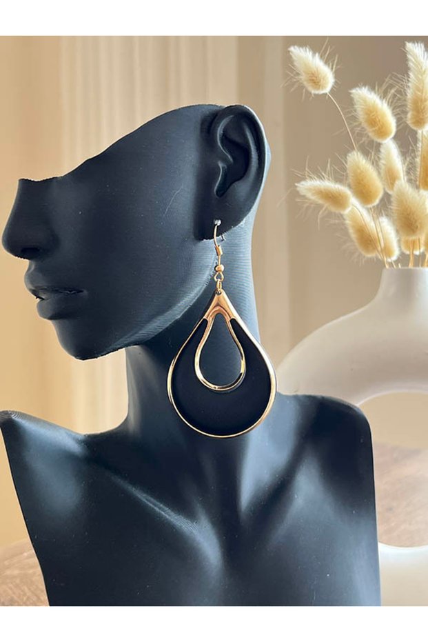 Black Color Acrylic Metal Alloy Style Earrings
