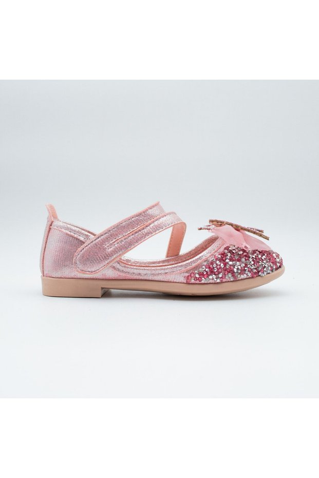 Girl's Sparkling Ballerina Flats with Stone and Bow Detail