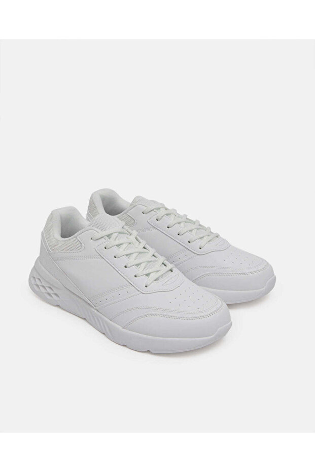 حذاء رياضي رجالي أبيض سادة - 2