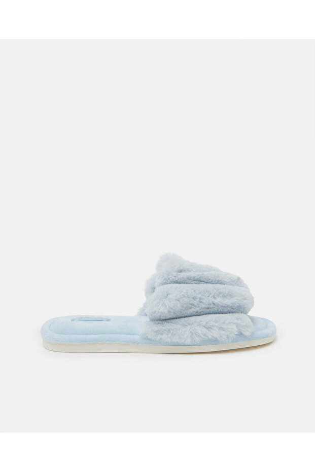 Women Grey Quilted Closed Toe Mule Slipper
