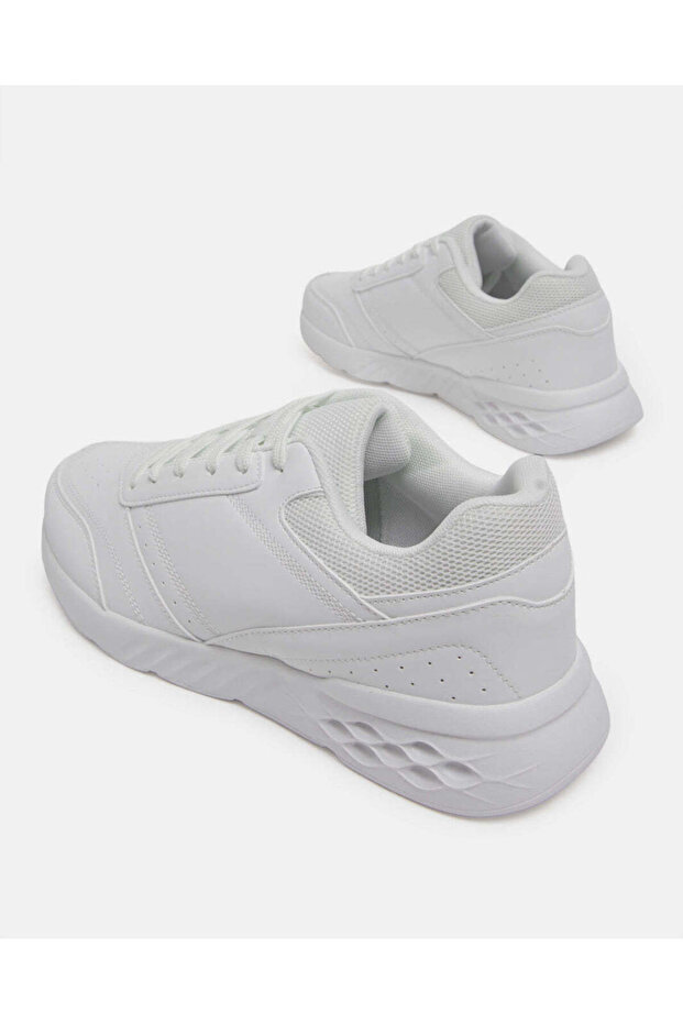 حذاء رياضي رجالي أبيض سادة - 4
