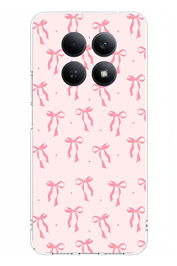 Redmi Note 15 4g Compatible Soft Pink Bow Pattern Printed Silicone Case - 1