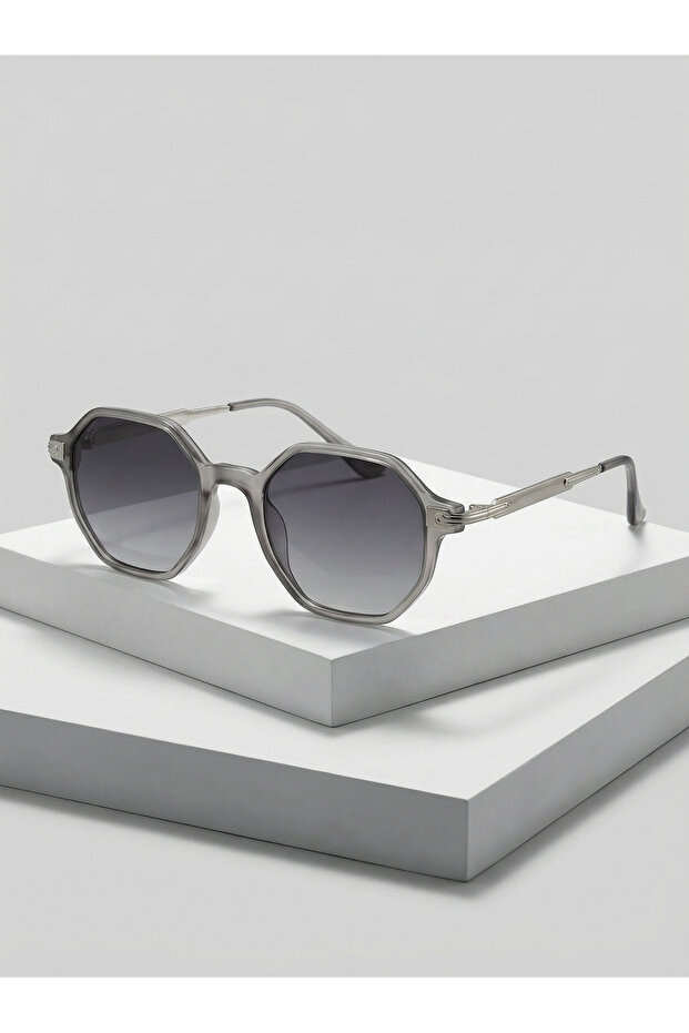 College Smoked Matte Gray Sunglasses Metal Handle Small Retractor Glasses