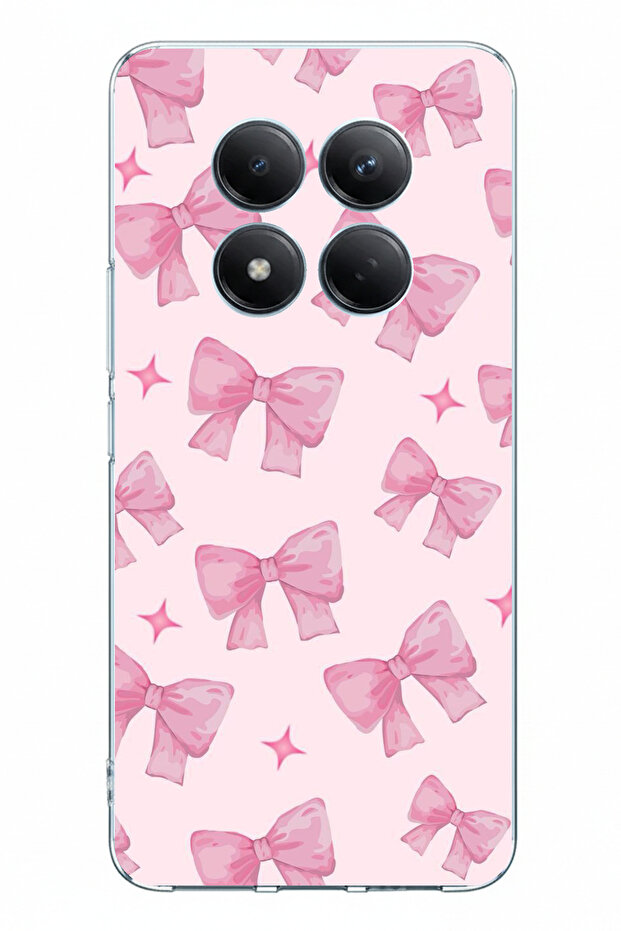 حافظة سيليكون مطبوعة بفيونكات وردية متوافقة مع Redmi Note 15 PRO 4G - 1