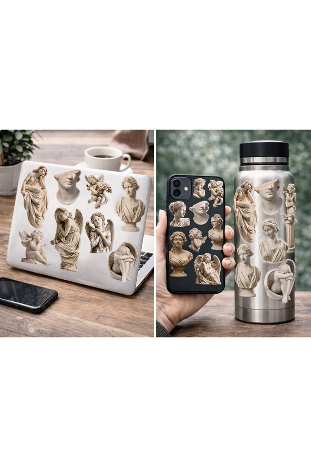 Vintage Sculpture & Angel Figure Sticker Set 22X30 cm – Laptop, Notebook, Decoration