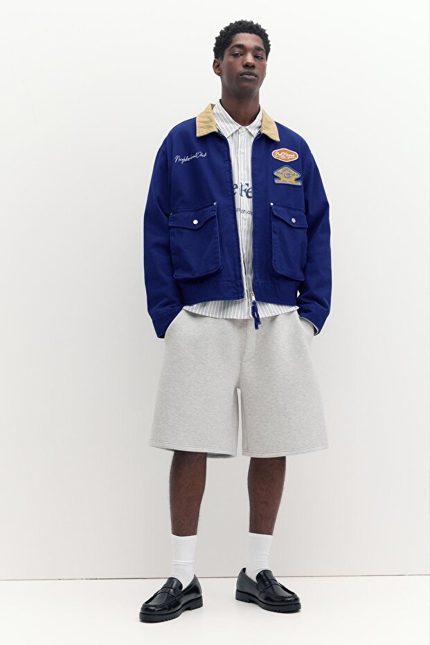 Kombine yakalı yamalı ceket - 3