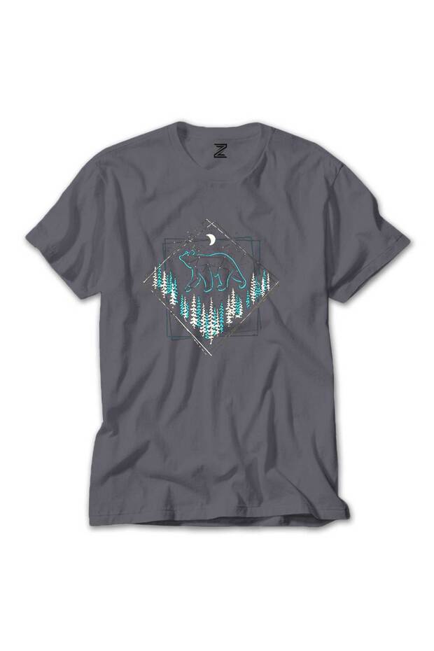 الدب كوكبة تي شيرت رمادي - 1