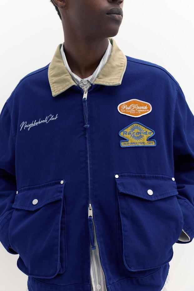 Kombine yakalı yamalı ceket - 7