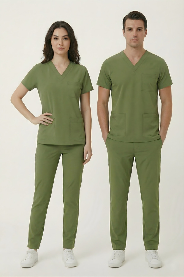 Grasshopper Lycra Scrubs Doctor Nurse Uniform Bat Sleeve Set Unisex