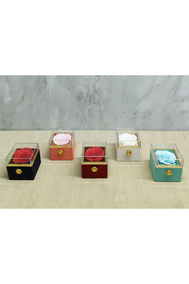 علبة خاتم رومانسية على شكل وردة مربعة - 1