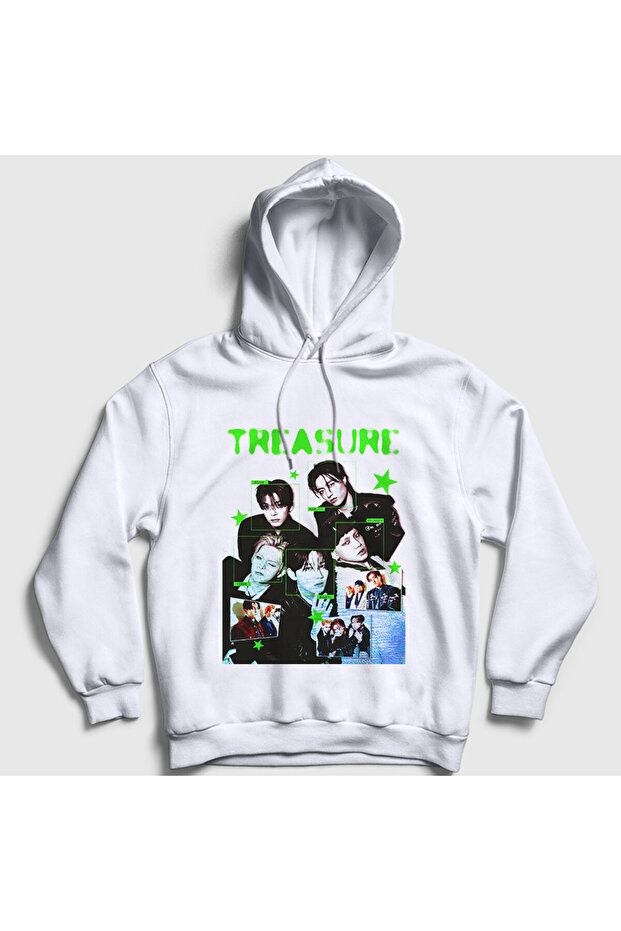 Unisex White Poster K Pop Treasure Hooded Sweatshirt 603941Tt