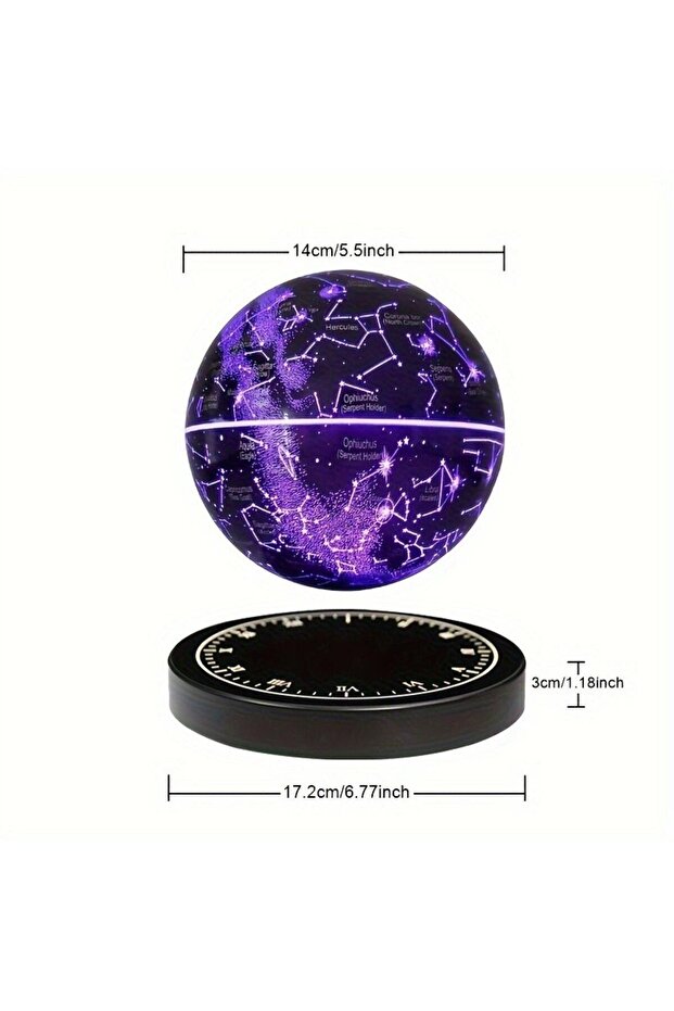 Levitating Starry Globe Lamp with Magnetic Base & Touch Control Wireless Charging