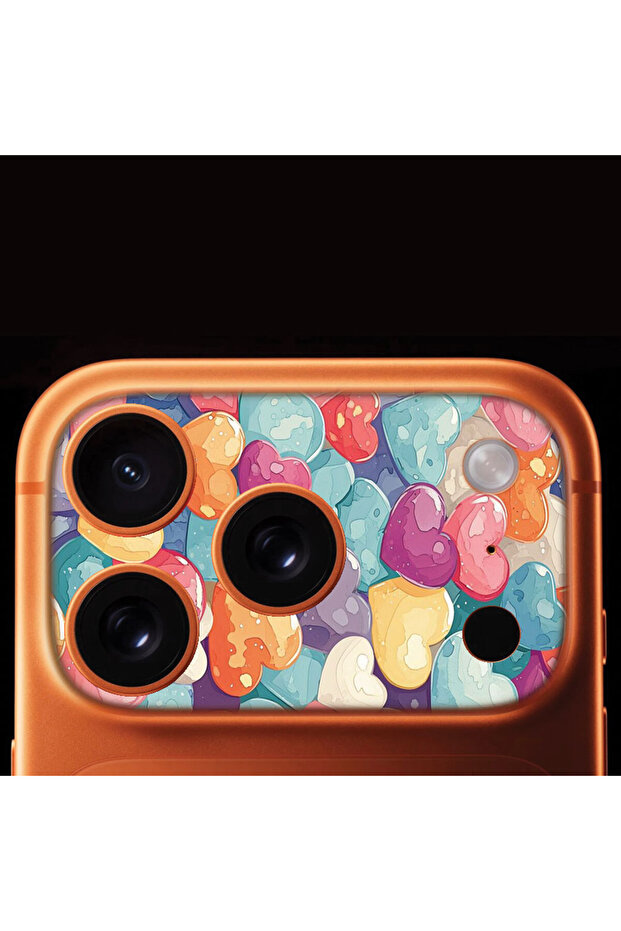 غطاء حماية كامل للكاميرا لهاتف iPhone 17 Pro Max مع نمط مطبوع - نمط القلب - 1