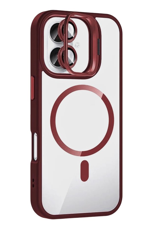 Matrixzn iPhone 16 Plus Cover with Remim Lens and Magsafe Stand (230825) - Burgundy